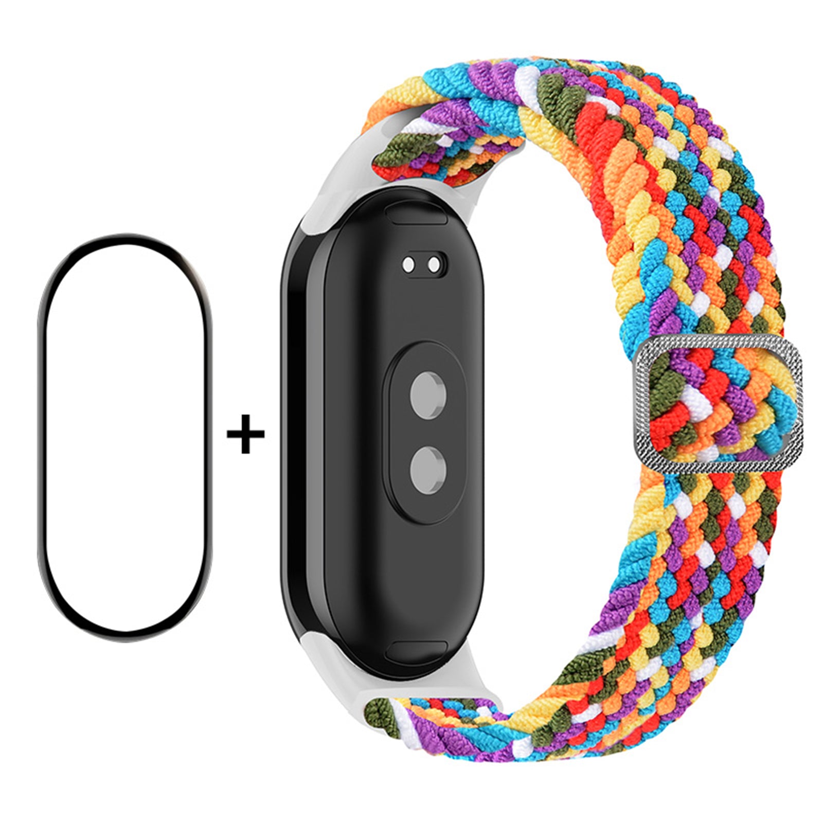 ENKAY HAT-PRINCE For Xiaomi Smart Band 8 Elastic Watch Band Nylon Braided Wrist Strap Set with PMMA Screen Protector ENKAY HAT-PRINCE For Xiaomi Smart Band 8 Elastic Watch Band Nylon Braided Wrist Strap Set with PMMA Screen Protector